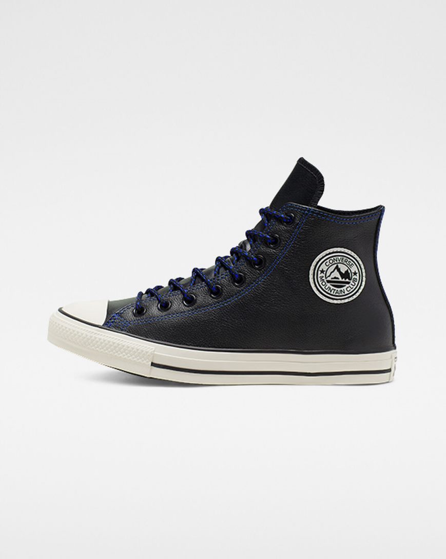 Tenis Converse Tumbled Couro Chuck Taylor All Star Cano Alto Masculino Pretas Azul Marinho | PT T00T954